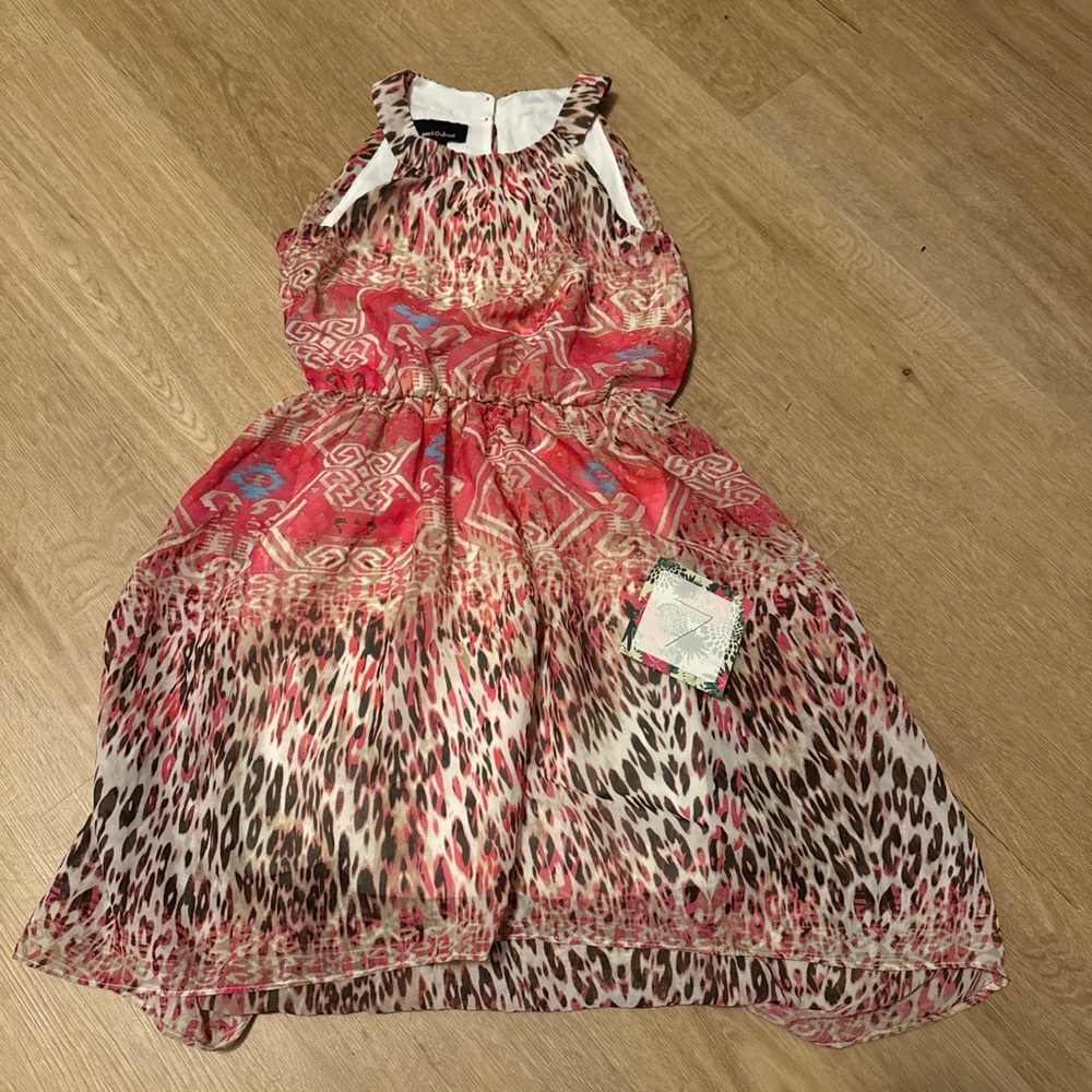 JCPenney Brown and Tan Pleated Tie Front Sundress